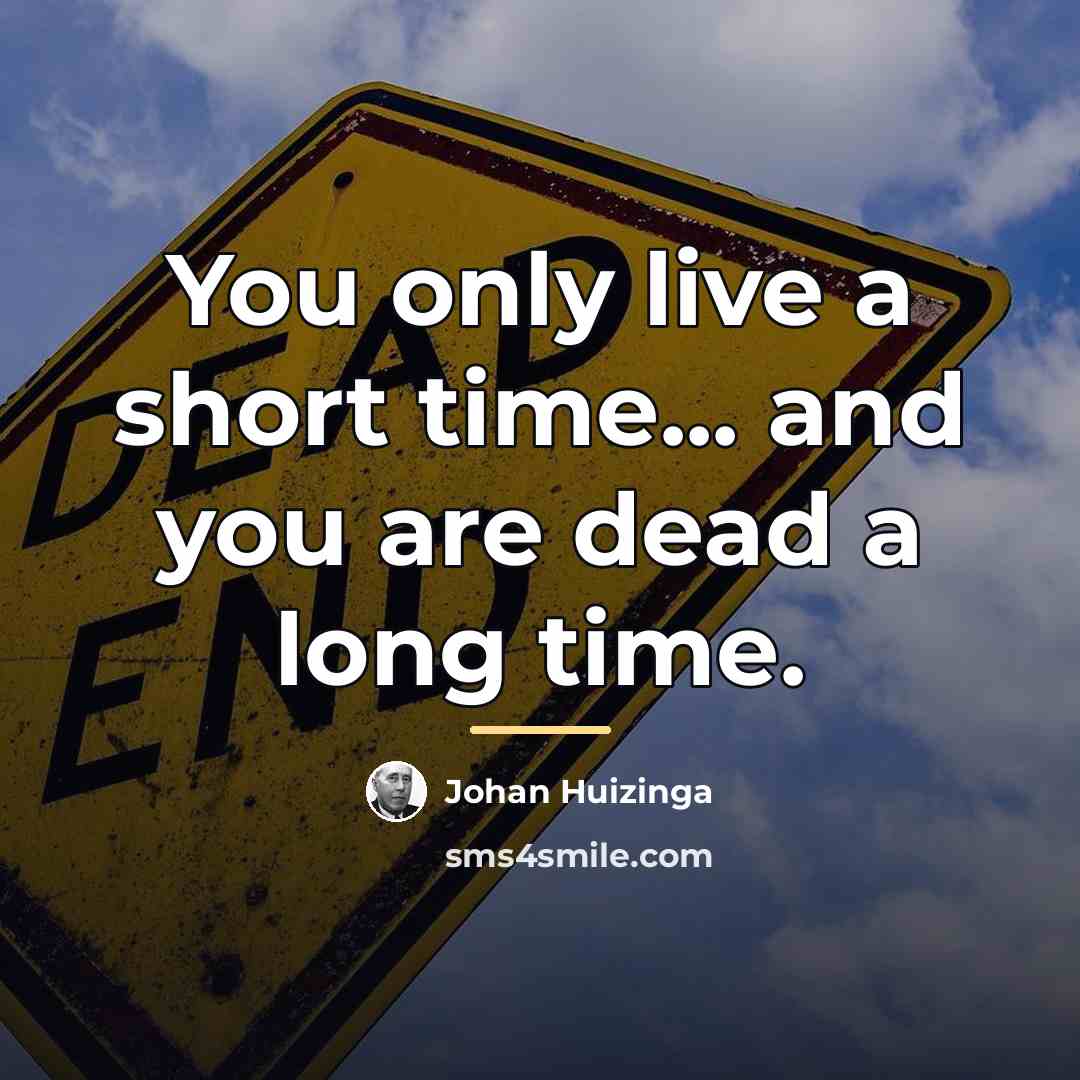“You only live a short time... and you are dead…” quote by Johan Huizinga