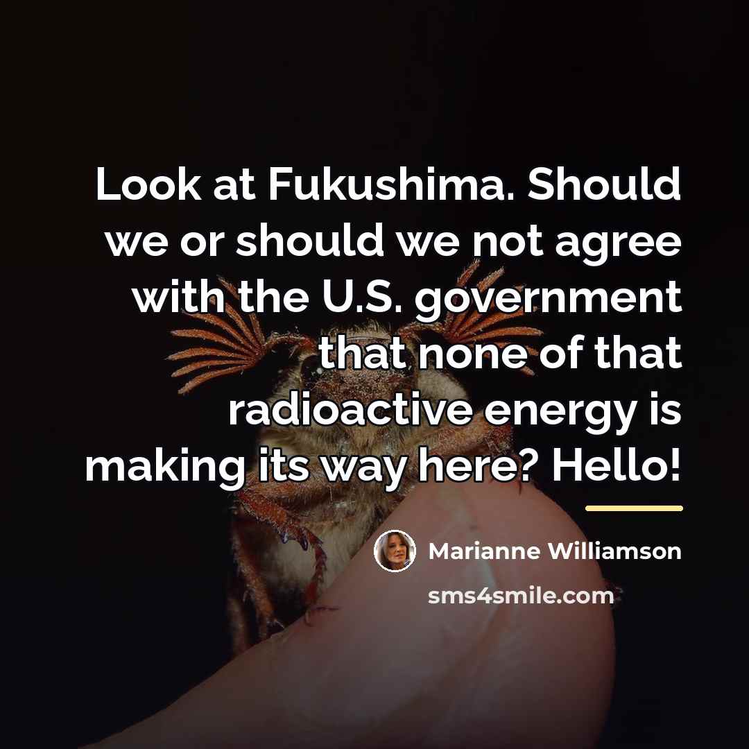 “Look at Fukushima. Should we or should we not agree…” quote by Marianne Williamson