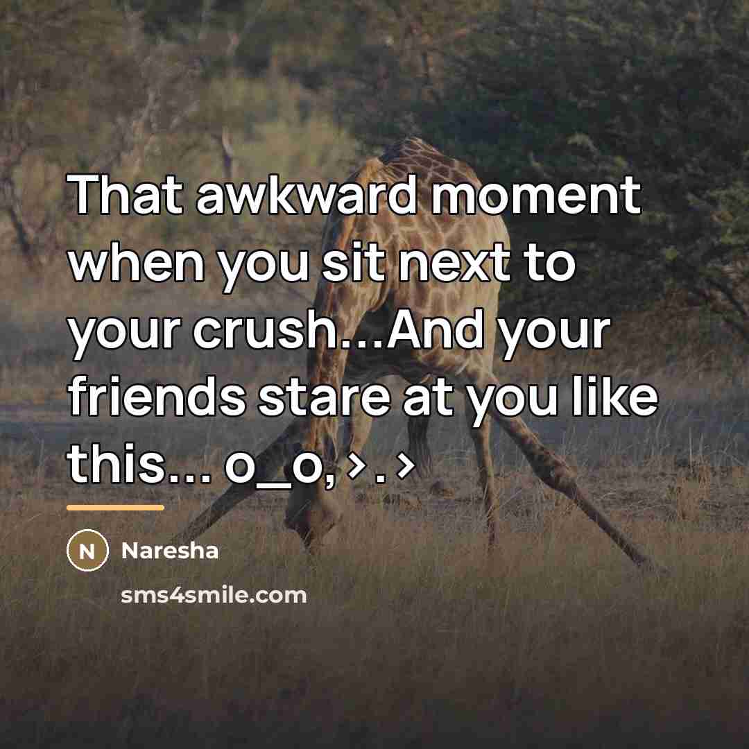 “That awkward moment when you sit next to your crush...And…” quote by Naresha