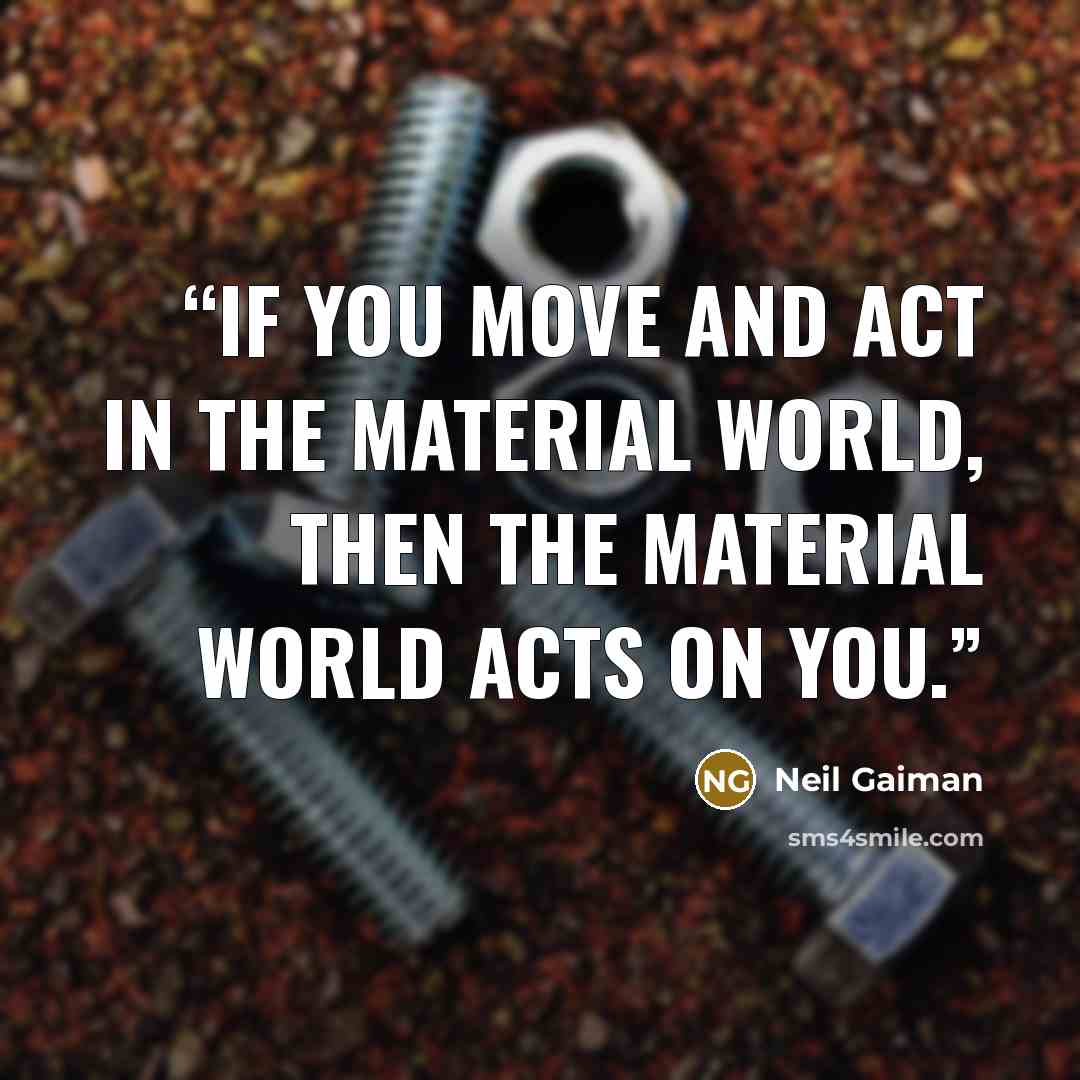 “If you move and act in the material world, then the material world acts on you.” quote by Neil Gaiman