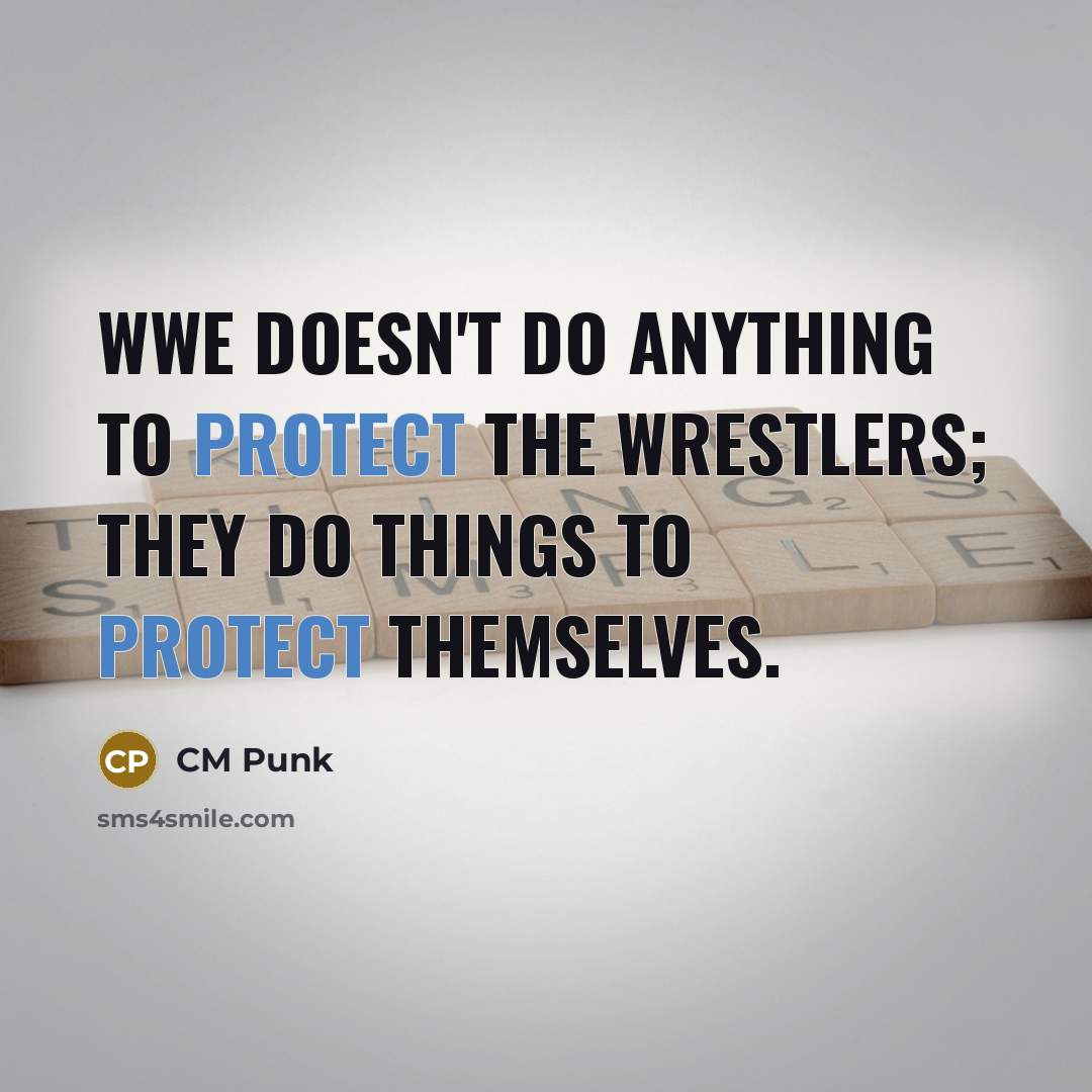 “WWE doesn't do anything to protect the wrestlers; they do…” quote by CM Punk