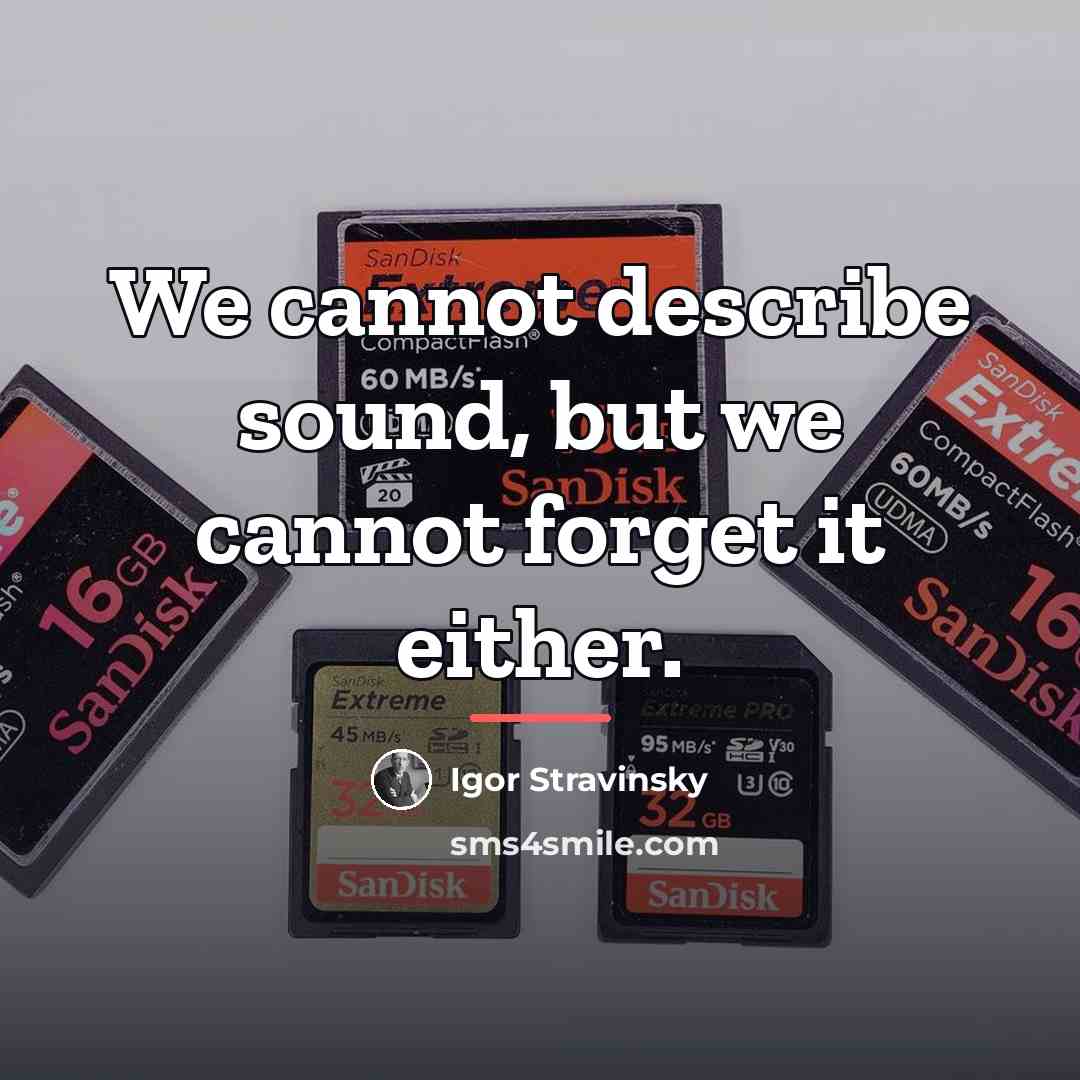 “We cannot describe sound, but we cannot forget it either.…” quote by Igor Stravinsky
