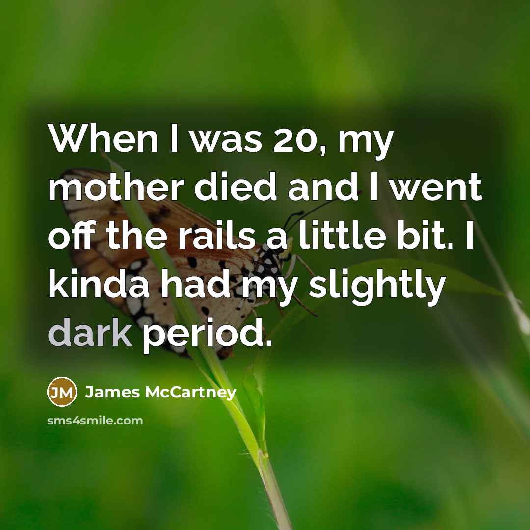 “When I was 20, my mother died and I went…” quote by James McCartney