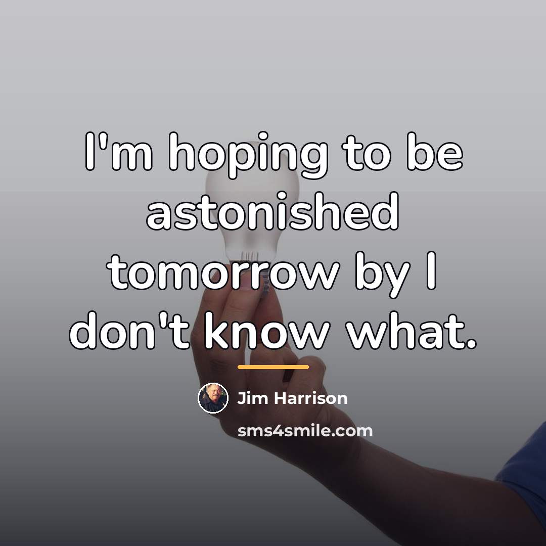 “I'm hoping to be astonished tomorrow by I don't know…” quote by Jim Harrison