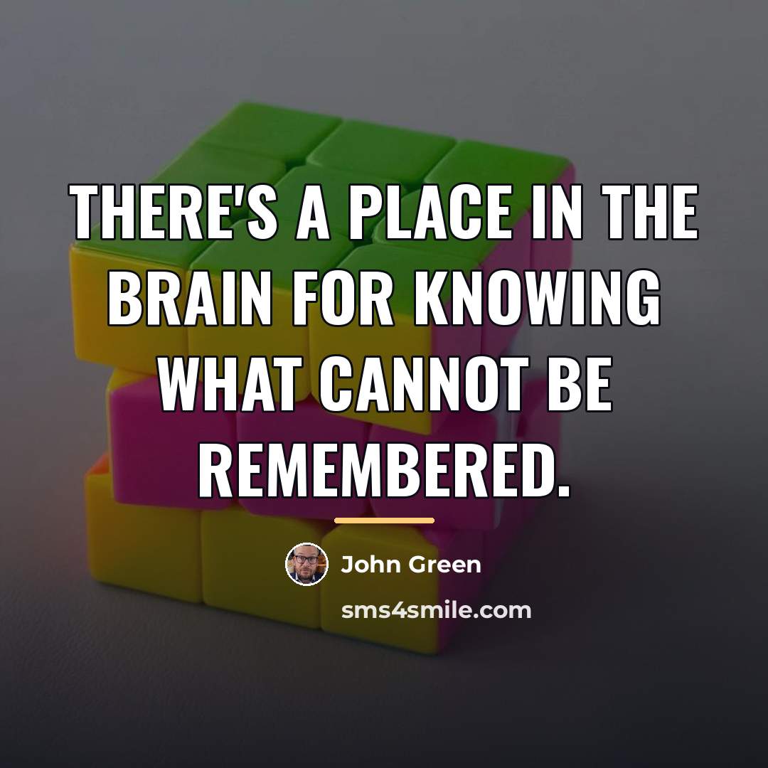 “There's a place in the brain for knowing what cannot…” quote by John Green