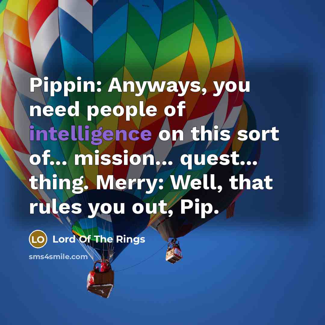 “Pippin: Anyways, you need people of intelligence on this sort…” quote by Lord Of The Rings