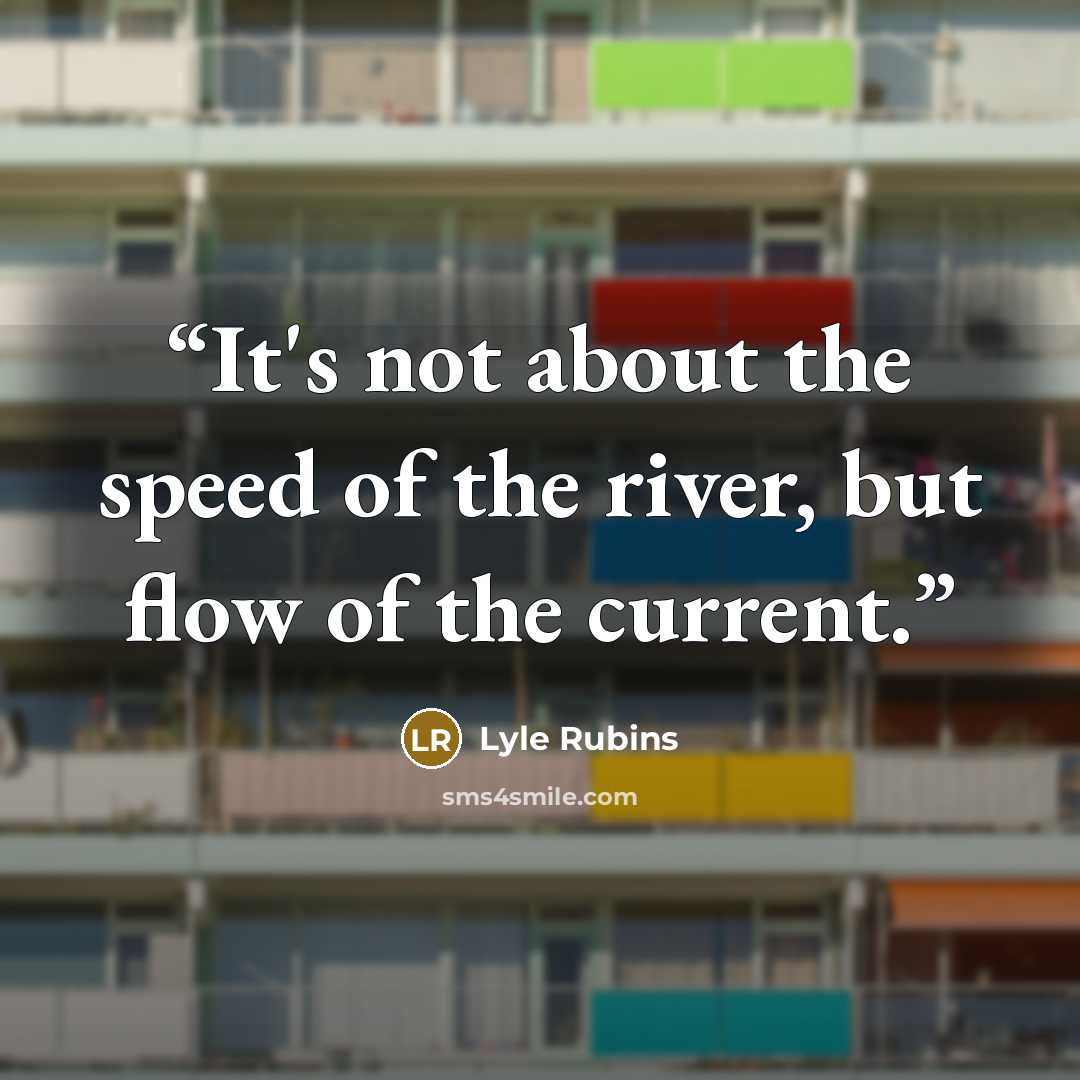 “It's not about the speed of the river, but flow of the current.” quote by Lyle Rubins