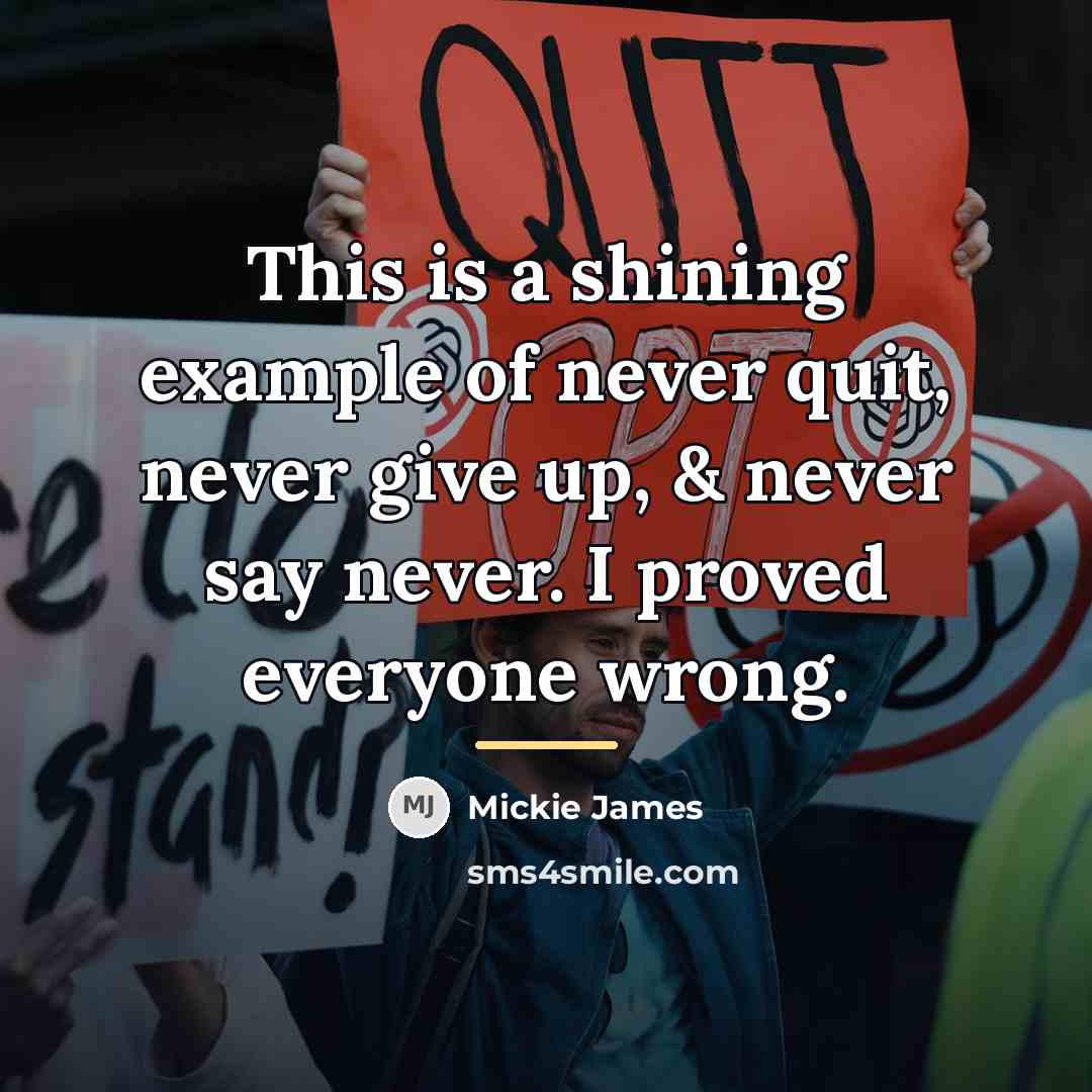 “This is a shining example of never quit, never give…” quote by Mickie James
