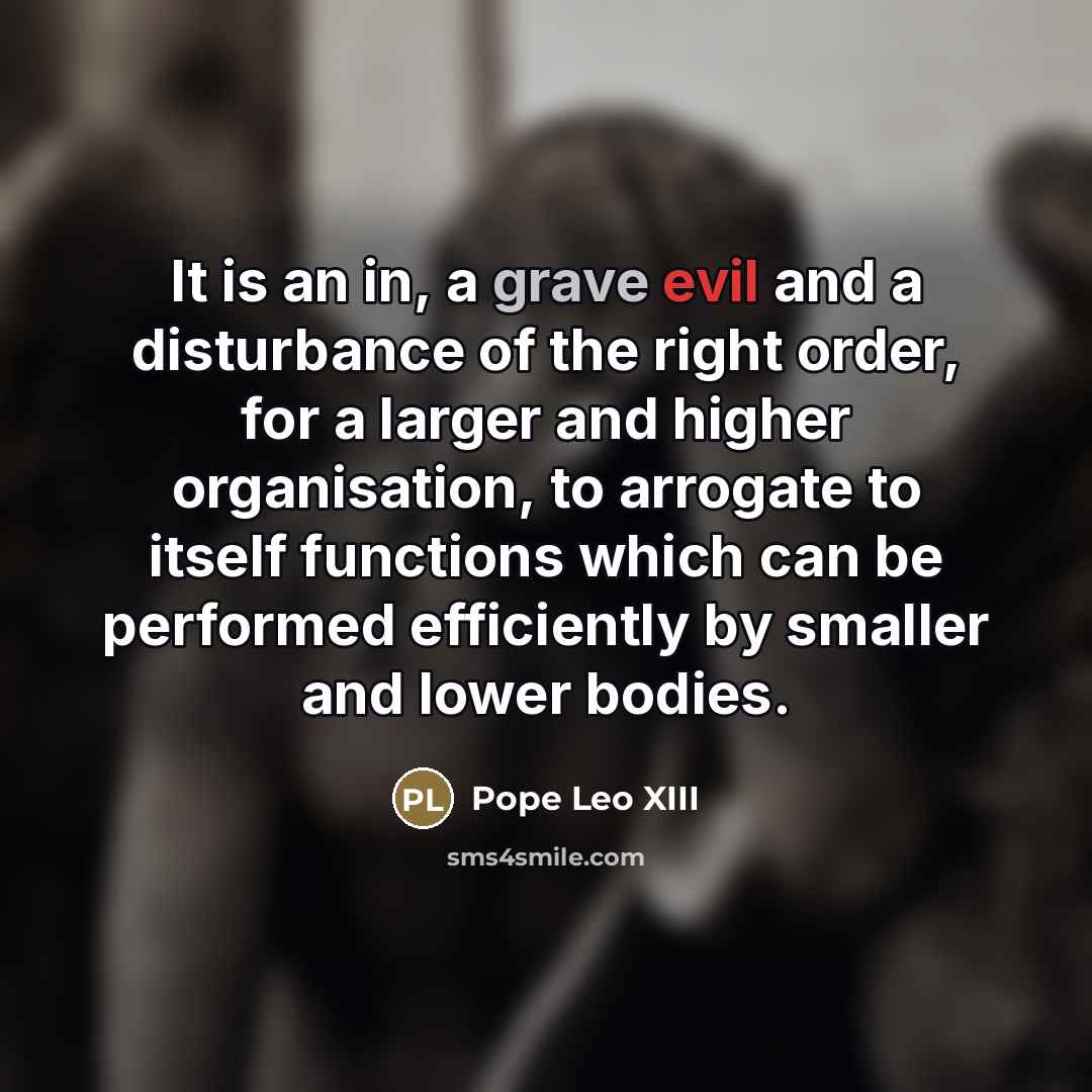 “It is an in, a grave evil and a disturbance…” quote by Pope Leo XIII