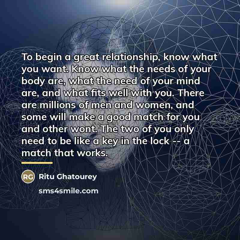 “To begin a great relationship, know what you want. Know…” quote by Ritu Ghatourey