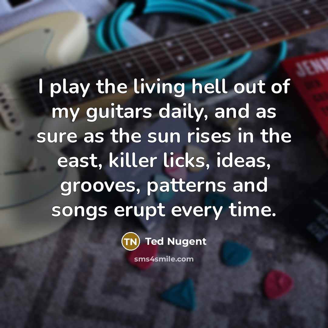 “I play the living hell out of my guitars daily,…” quote by Ted Nugent