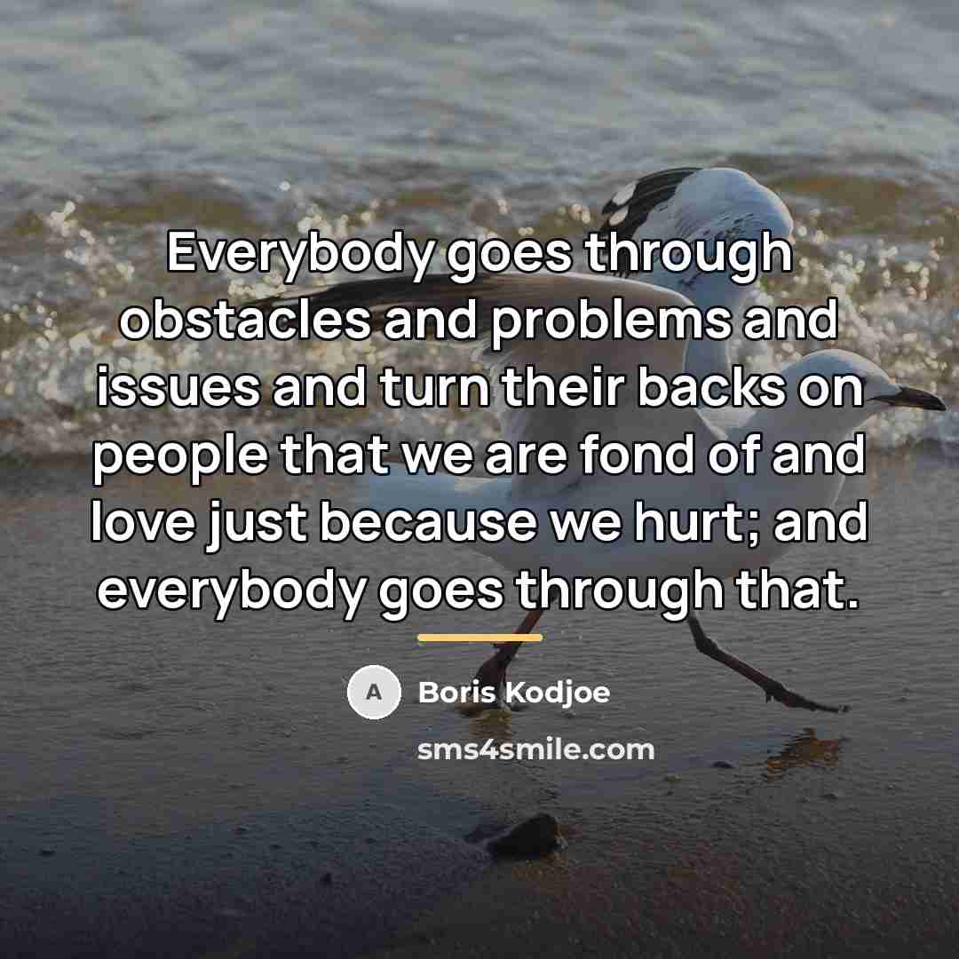 “Everybody goes through obstacles and problems and issues and turn…” quote by Boris Kodjoe