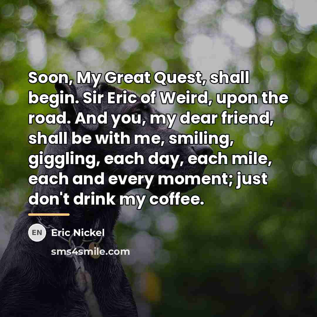“Soon, My Great Quest, shall begin. Sir Eric of Weird,…” quote by Eric Nickel