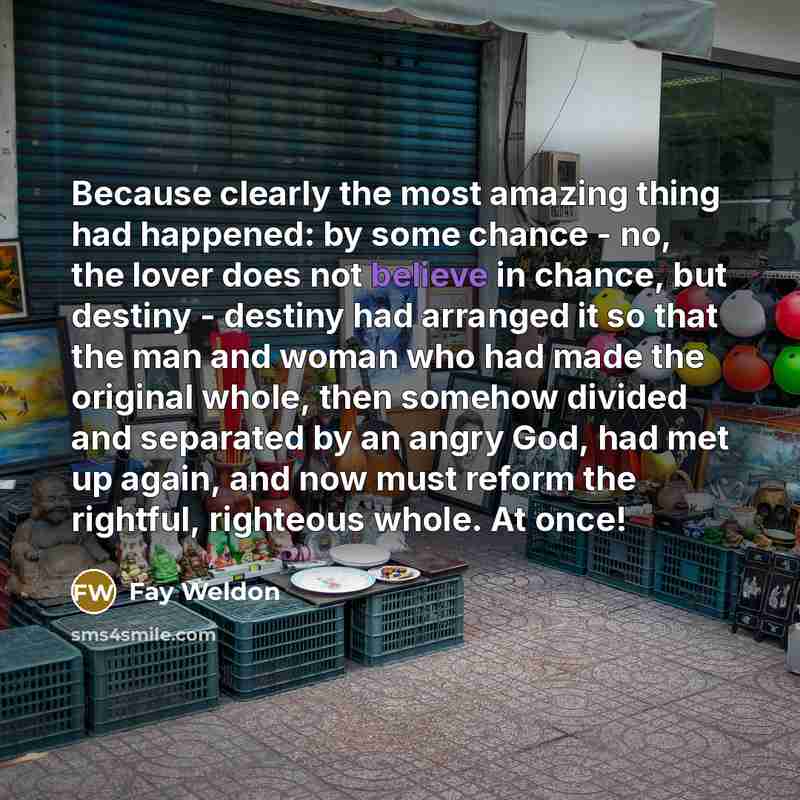 “Because clearly the most amazing thing had happened: by some…” quote by Fay Weldon