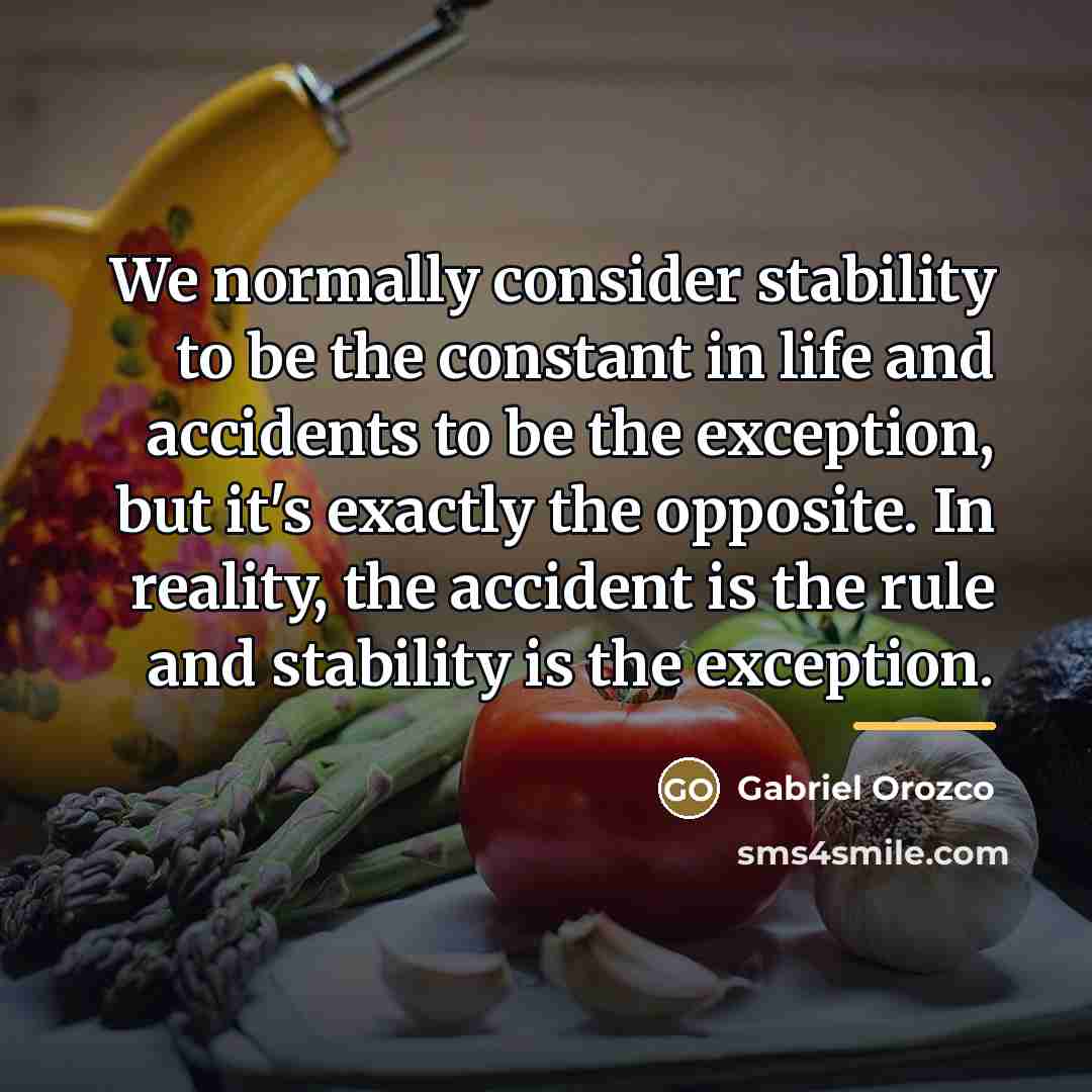 “We normally consider stability to be the constant in life…” quote by Gabriel Orozco