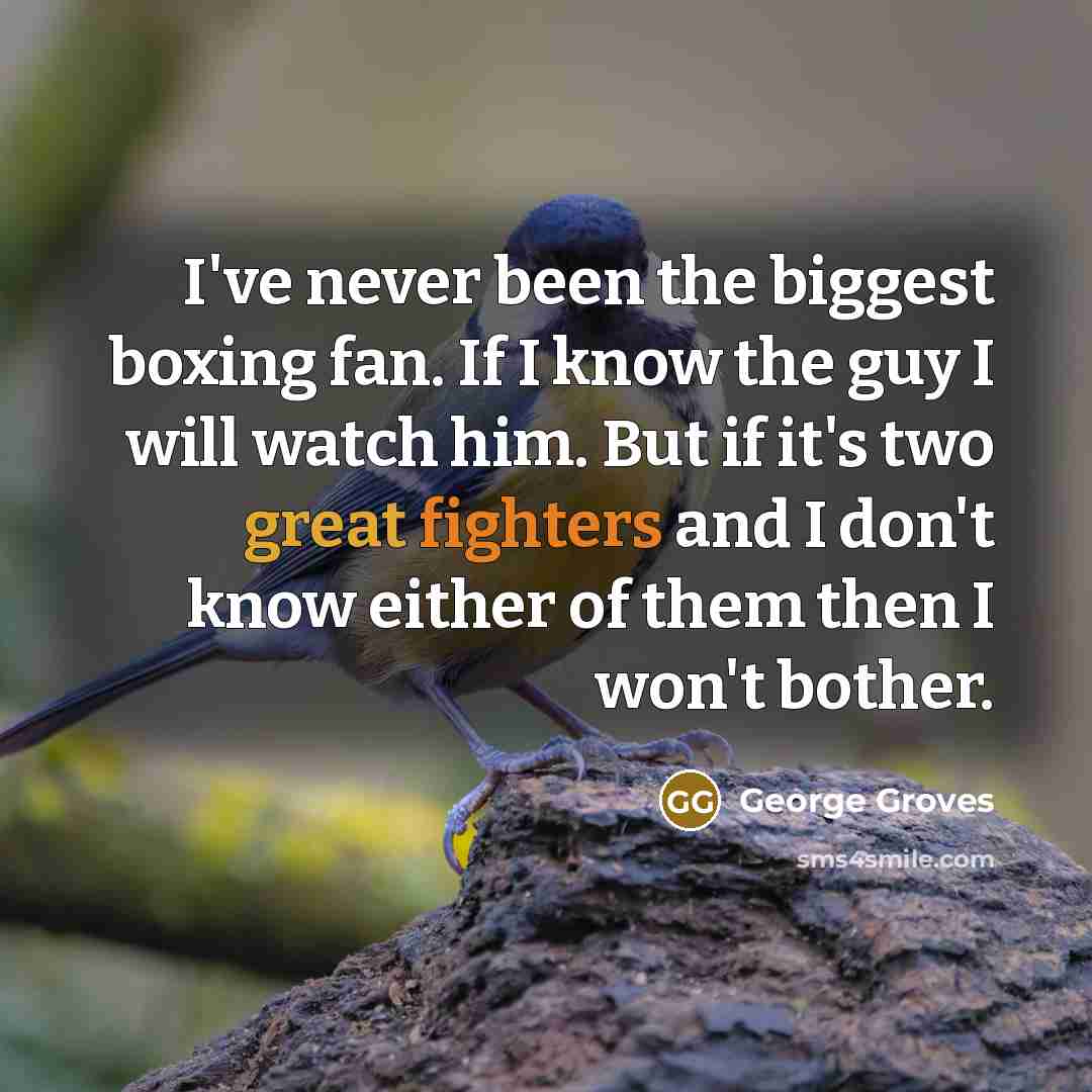 “I've never been the biggest boxing fan. If I know the guy I will watch him. But if it's two great fighters and I don't know either of them then I won't bother.” quote by George Groves
