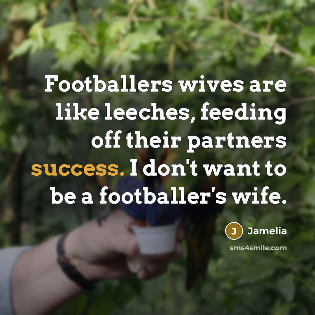 “Footballers wives are like leeches, feeding off their partners success.…” quote by Jamelia