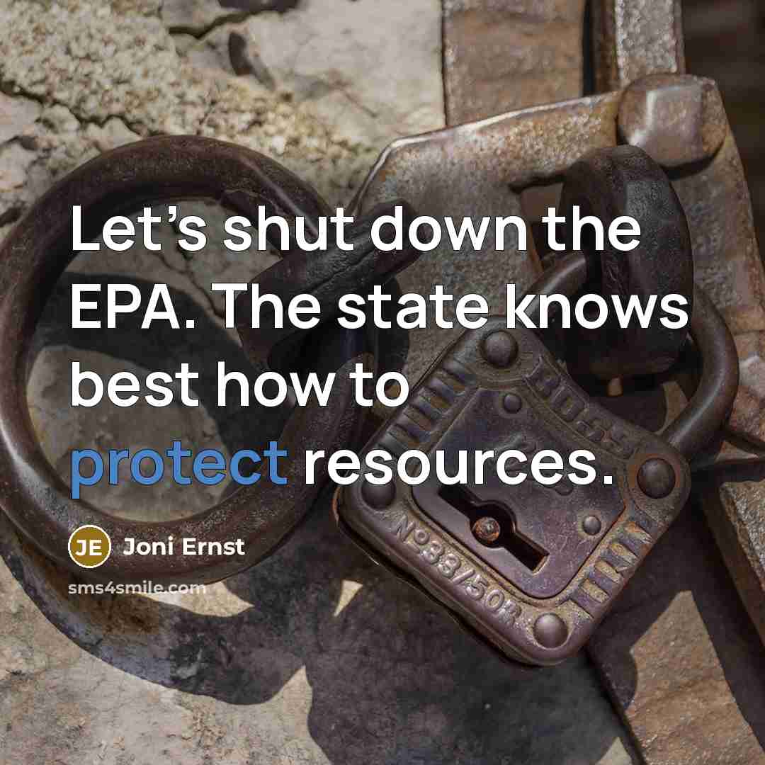 “Let’s shut down the EPA. The state knows best how to protect resources.” quote by Joni Ernst