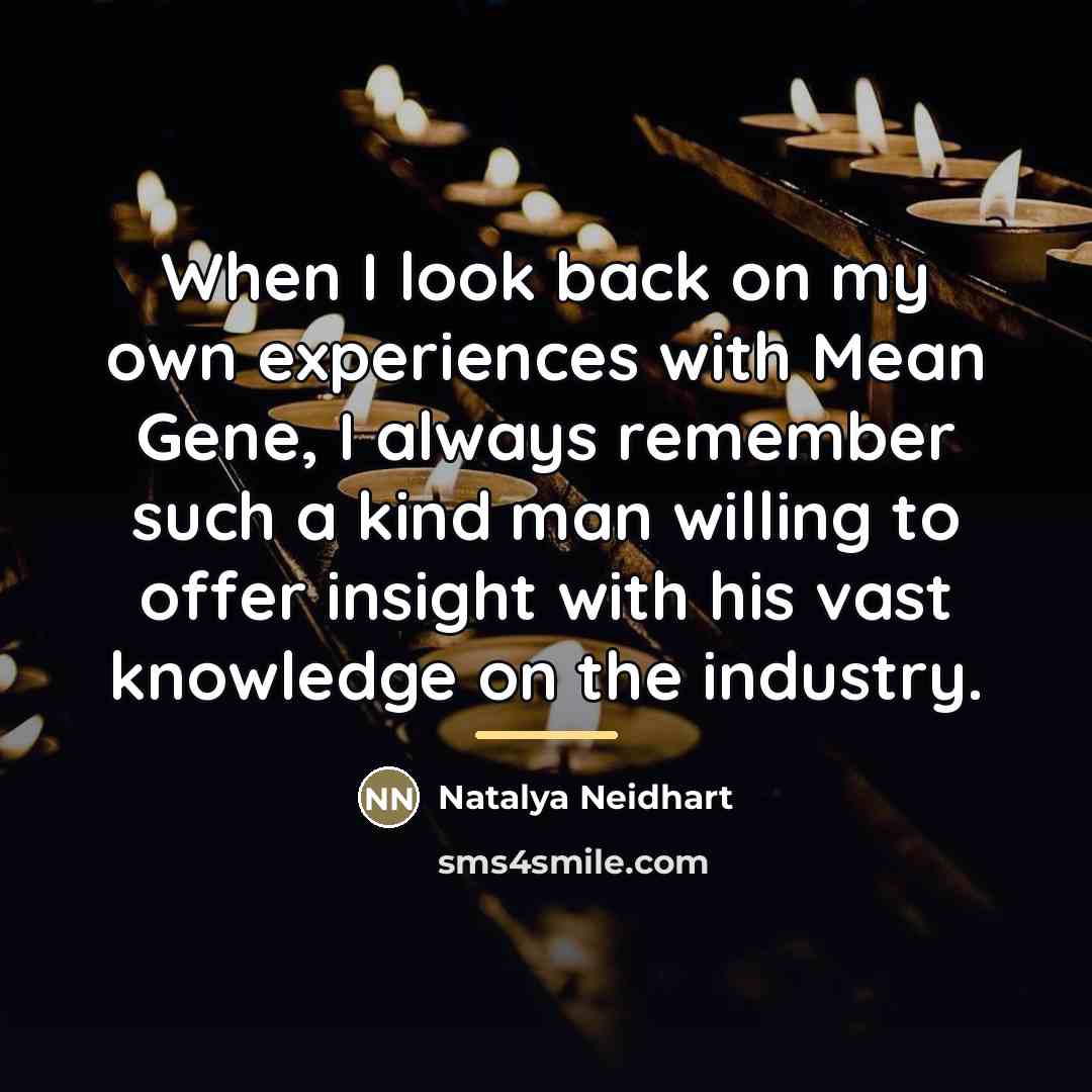 “When I look back on my own experiences with Mean…” quote by Natalya Neidhart