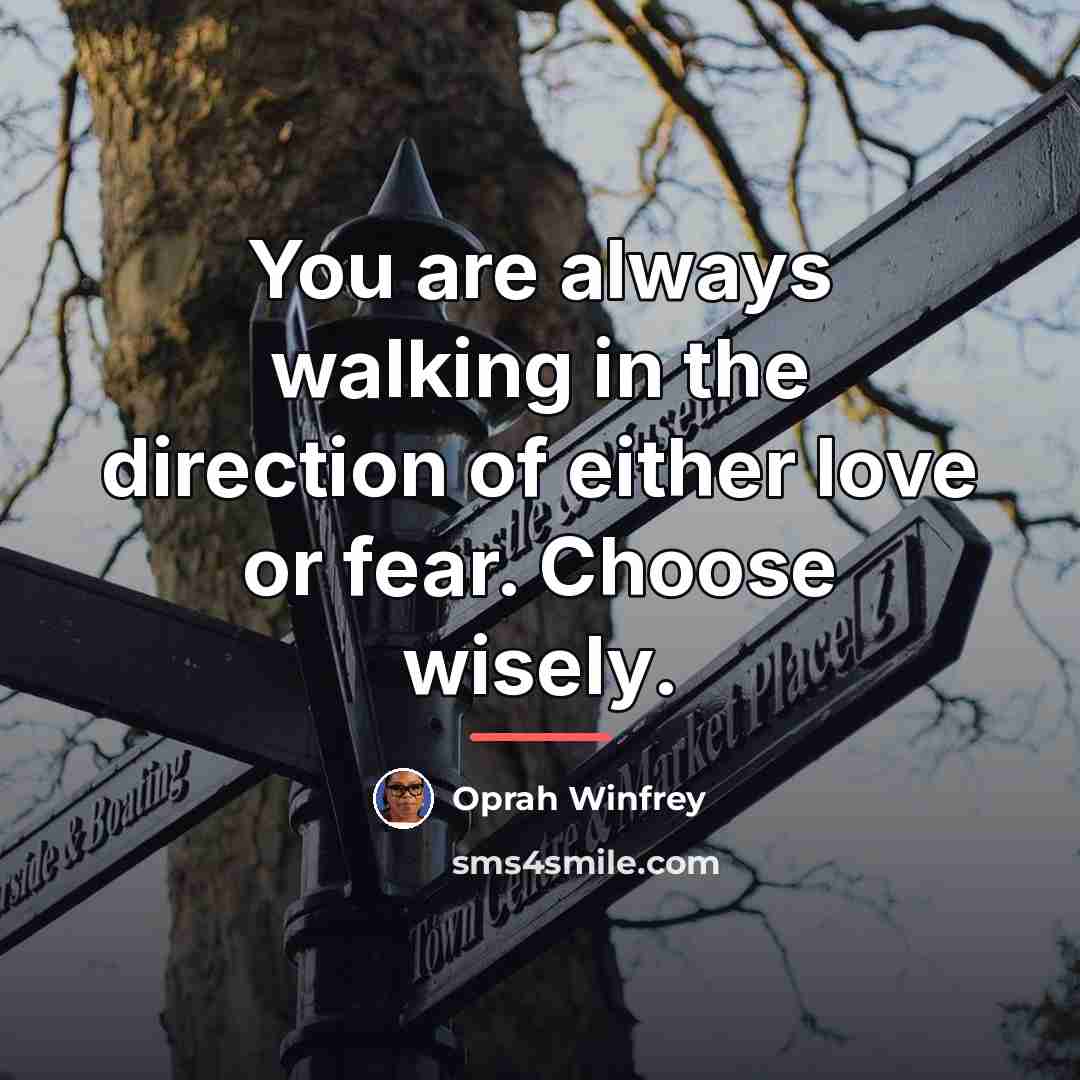 “You are always walking in the direction of either love…” quote by Oprah Winfrey