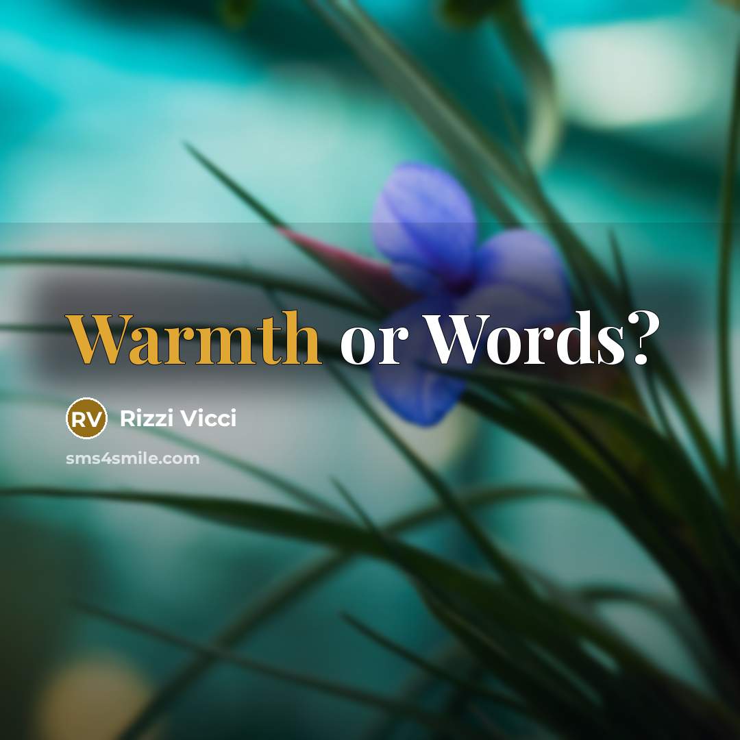 “Warmth or Words?…” quote by Rizzi Vicci