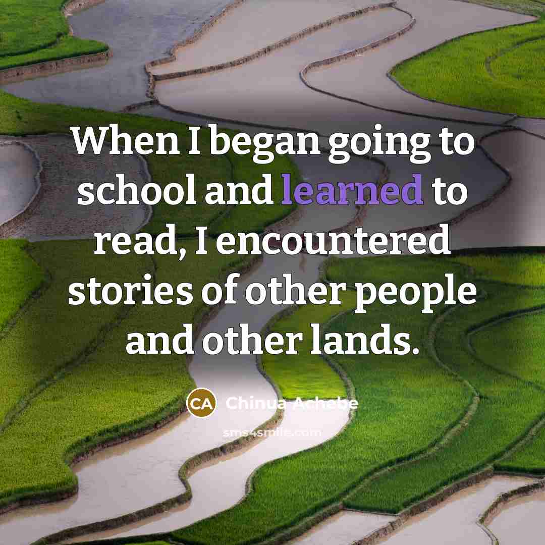 “When I began going to school and learned to read,…” quote by Chinua Achebe