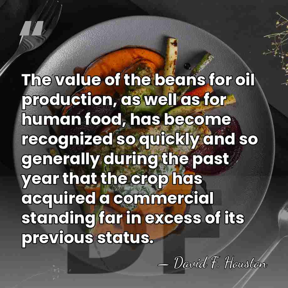 The value of the beans for oil production, as well as for&hellip; - David F. Houston