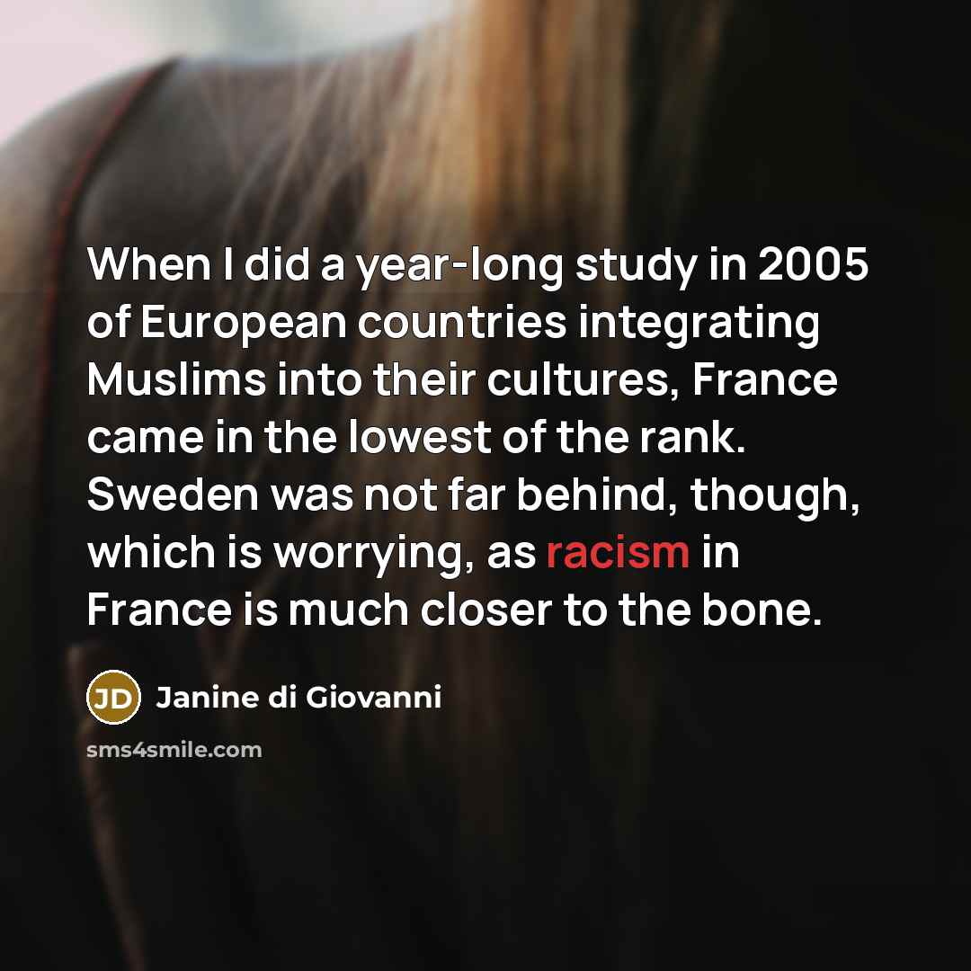 “When I did a year-long study in 2005 of European…” quote by Janine di Giovanni