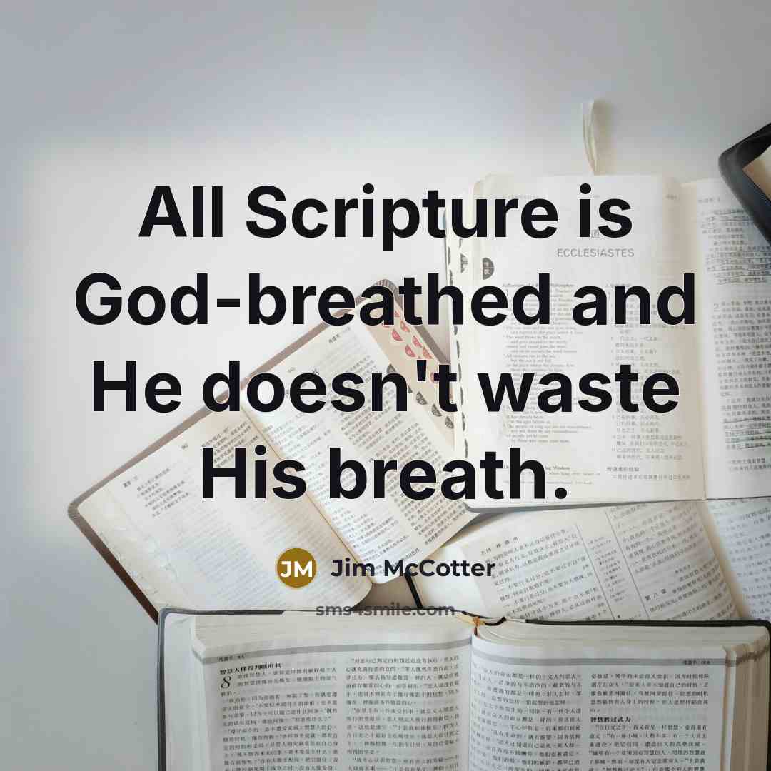 “All Scripture is God-breathed and He doesn't waste His breath.” quote by Jim McCotter