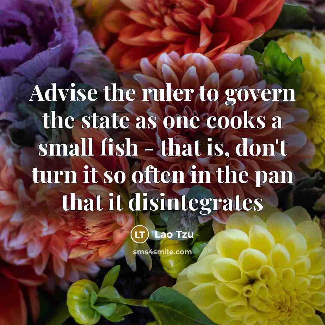 “Advise the ruler to govern the state as one cooks…” quote by Lao Tzu