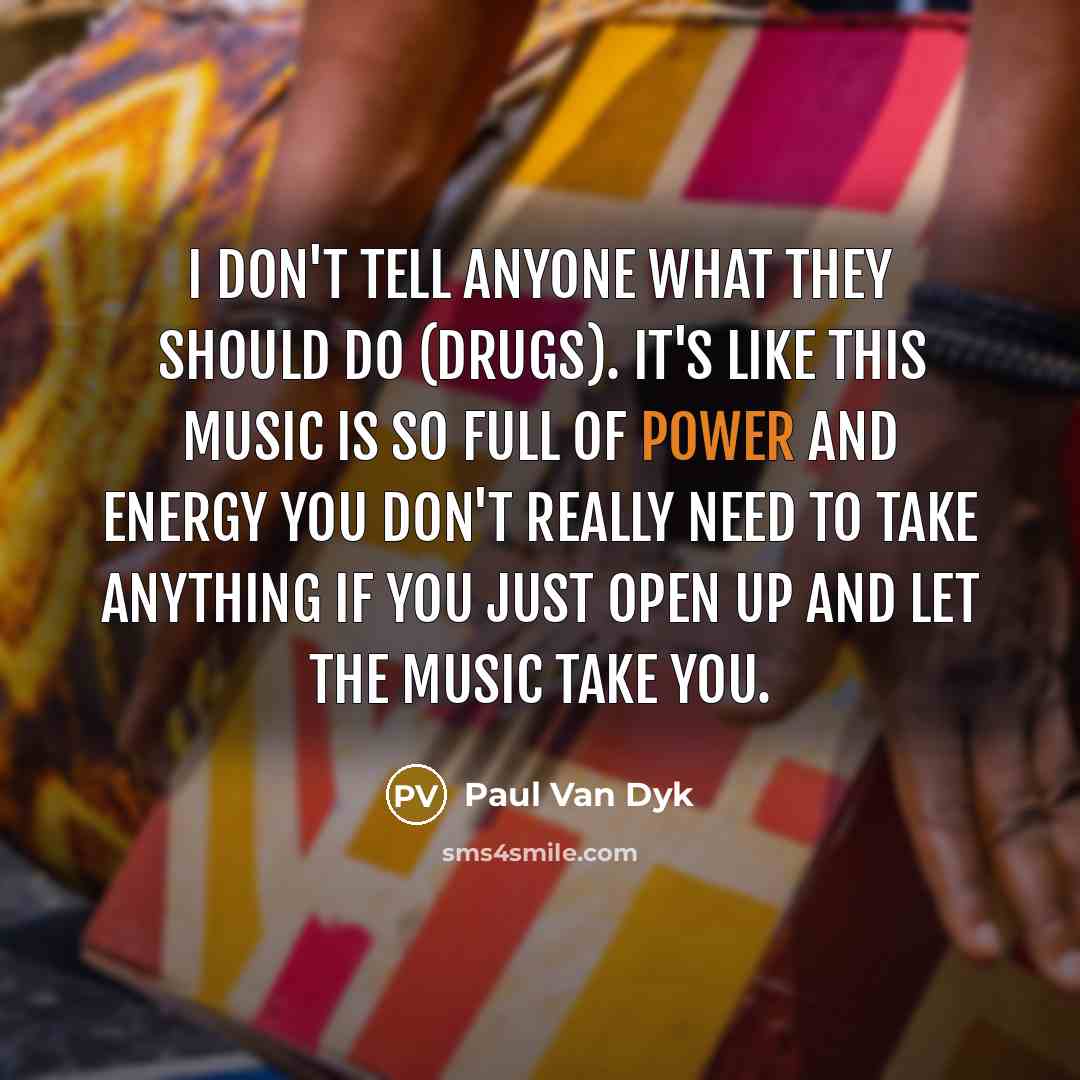 “I don't tell anyone what they should do (drugs). It's…” quote by Paul van Dyk