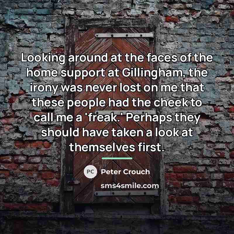“Looking around at the faces of the home support at…” quote by Peter Crouch