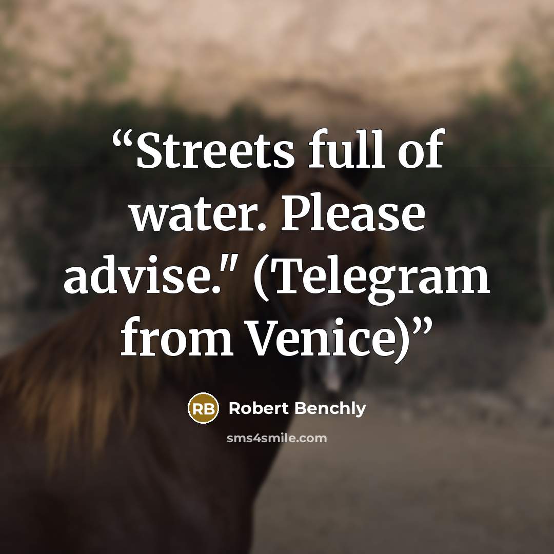 “Streets full of water. Please advise." (Telegram from Venice)” quote by Robert Benchly