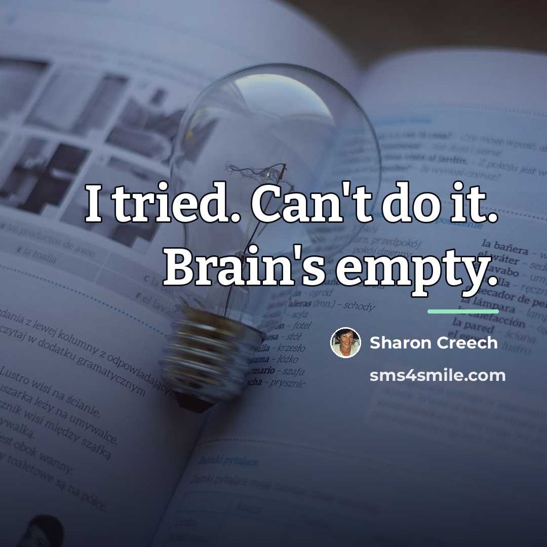 “I tried. Can't do it. Brain's empty.…” quote by Sharon Creech