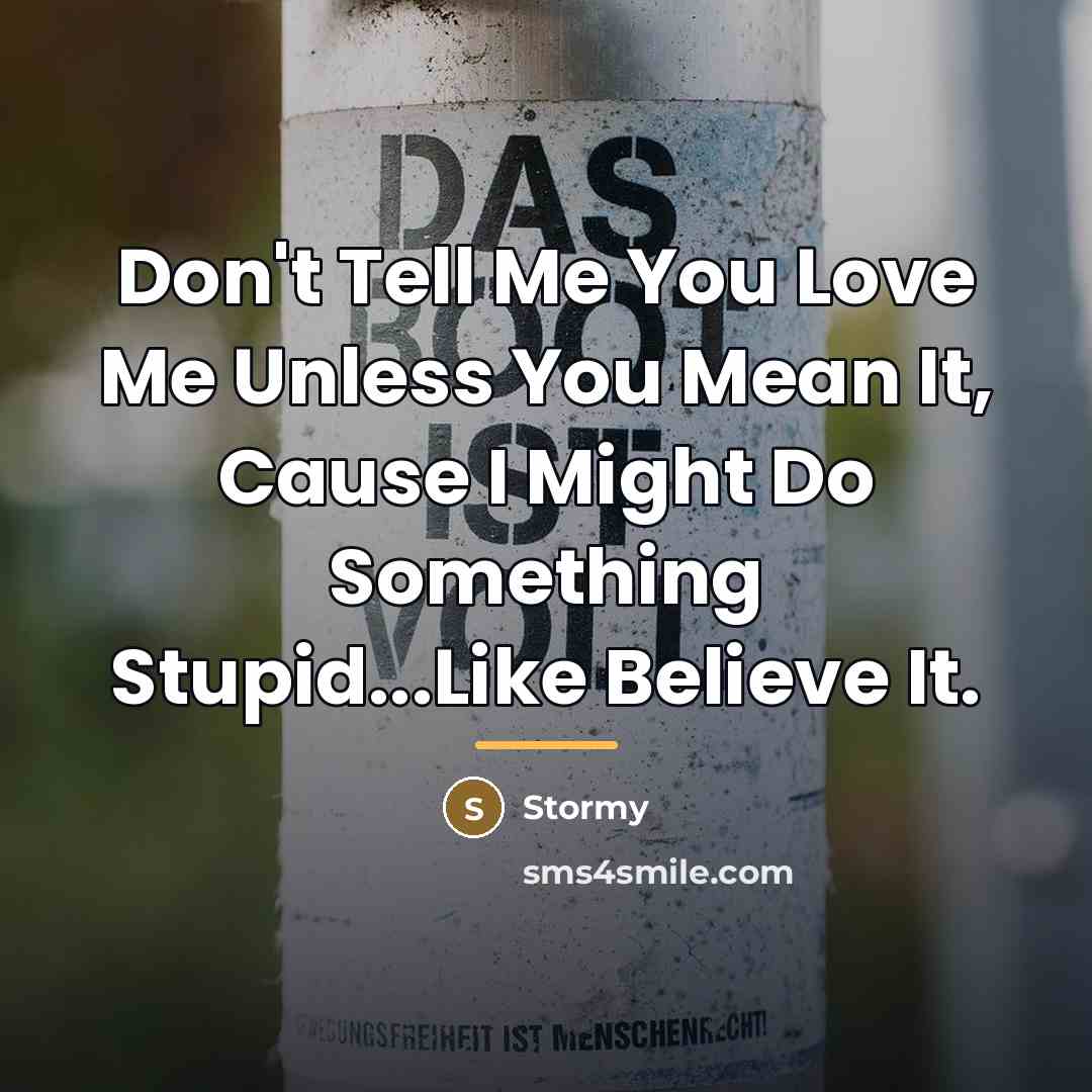 “Don't Tell Me You Love Me Unless You Mean It,…” quote by Stormy