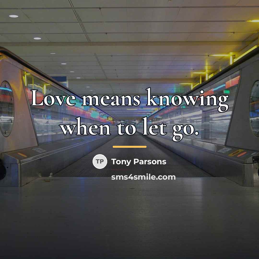 “Love means knowing when to let go.…” quote by Tony Parsons