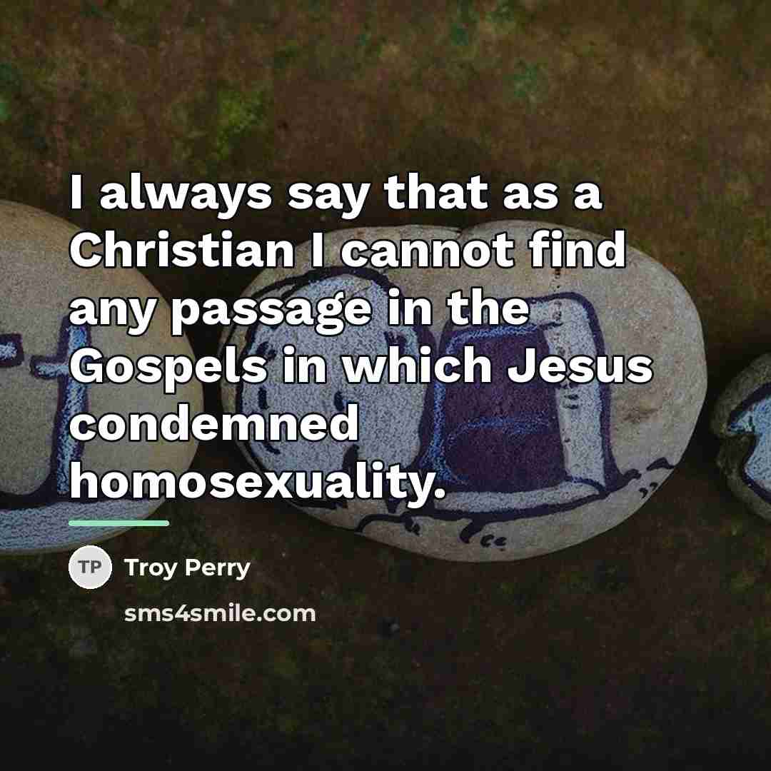 “I always say that as a Christian I cannot find…” quote by Troy Perry