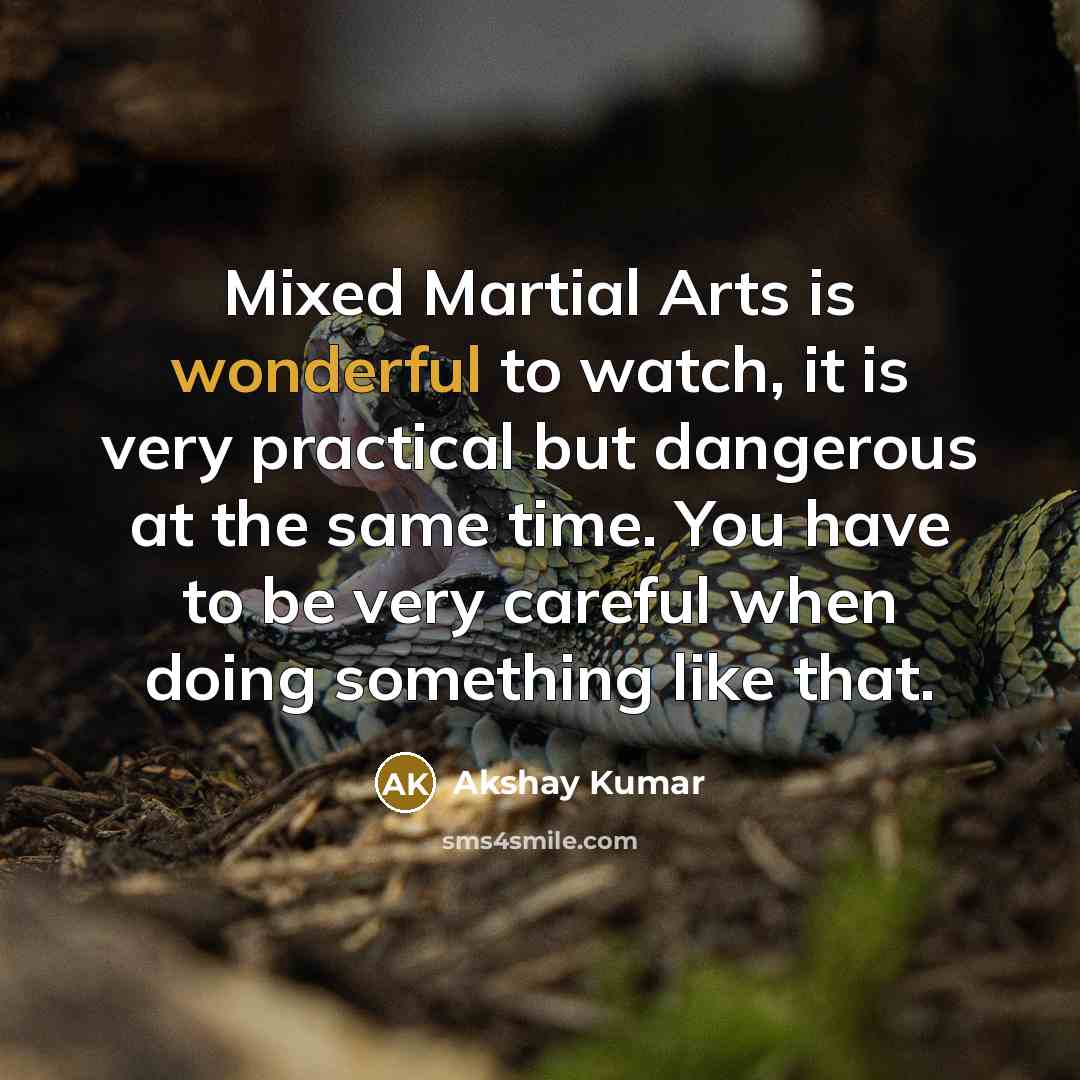 “Mixed Martial Arts is wonderful to watch, it is very…” quote by Akshay Kumar
