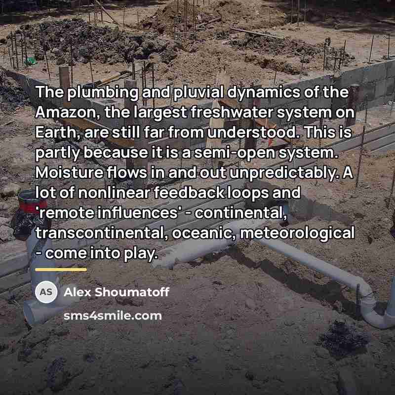 “The plumbing and pluvial dynamics of the Amazon, the largest…” quote by Alex Shoumatoff