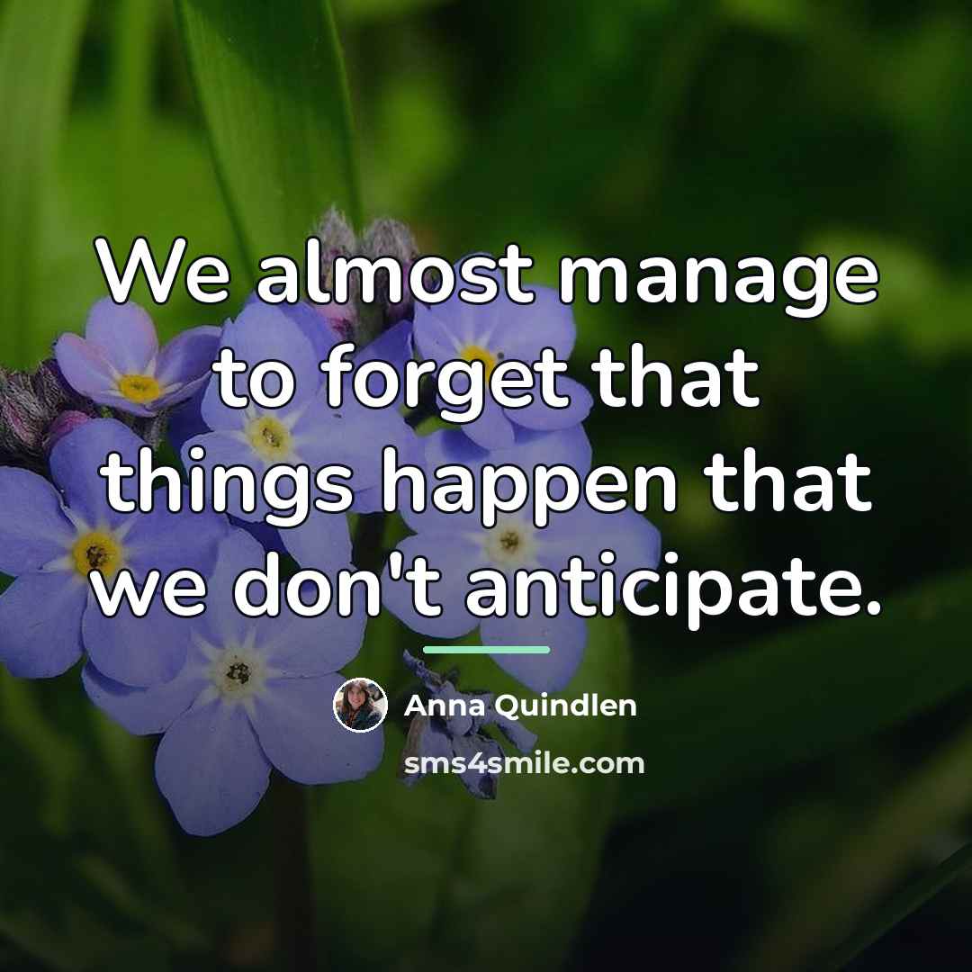 “We almost manage to forget that things happen that we…” quote by Anna Quindlen