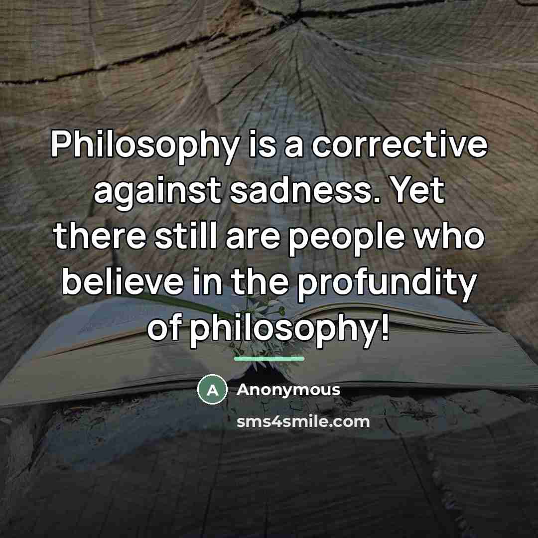 “Philosophy is a corrective against sadness. Yet there still are…” quote by Anonymous