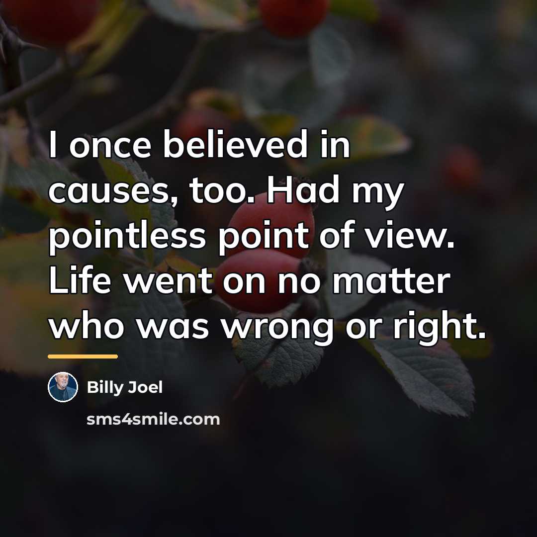 “I once believed in causes, too. Had my pointless point…” quote by Billy Joel