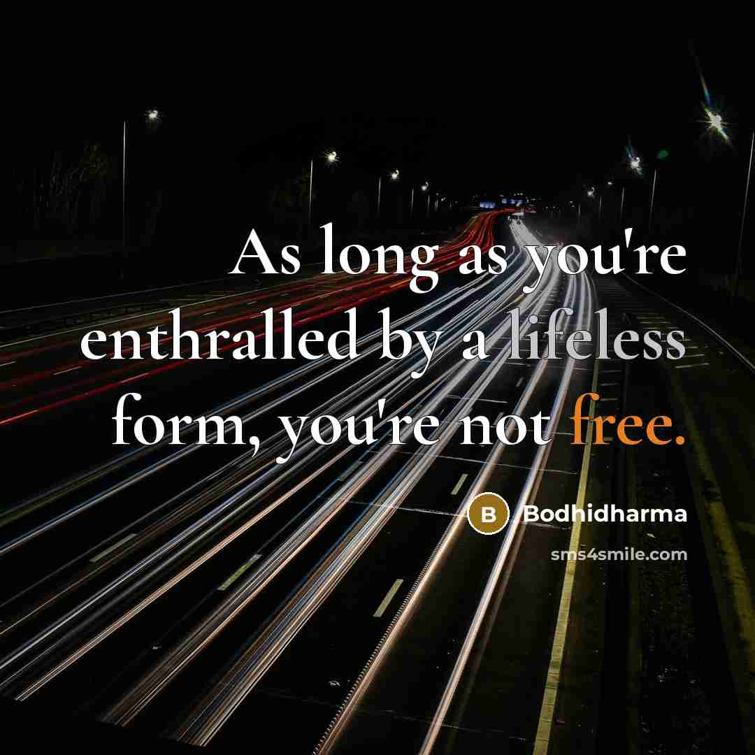 “As long as you're enthralled by a lifeless form, you're not free.” quote by Bodhidharma