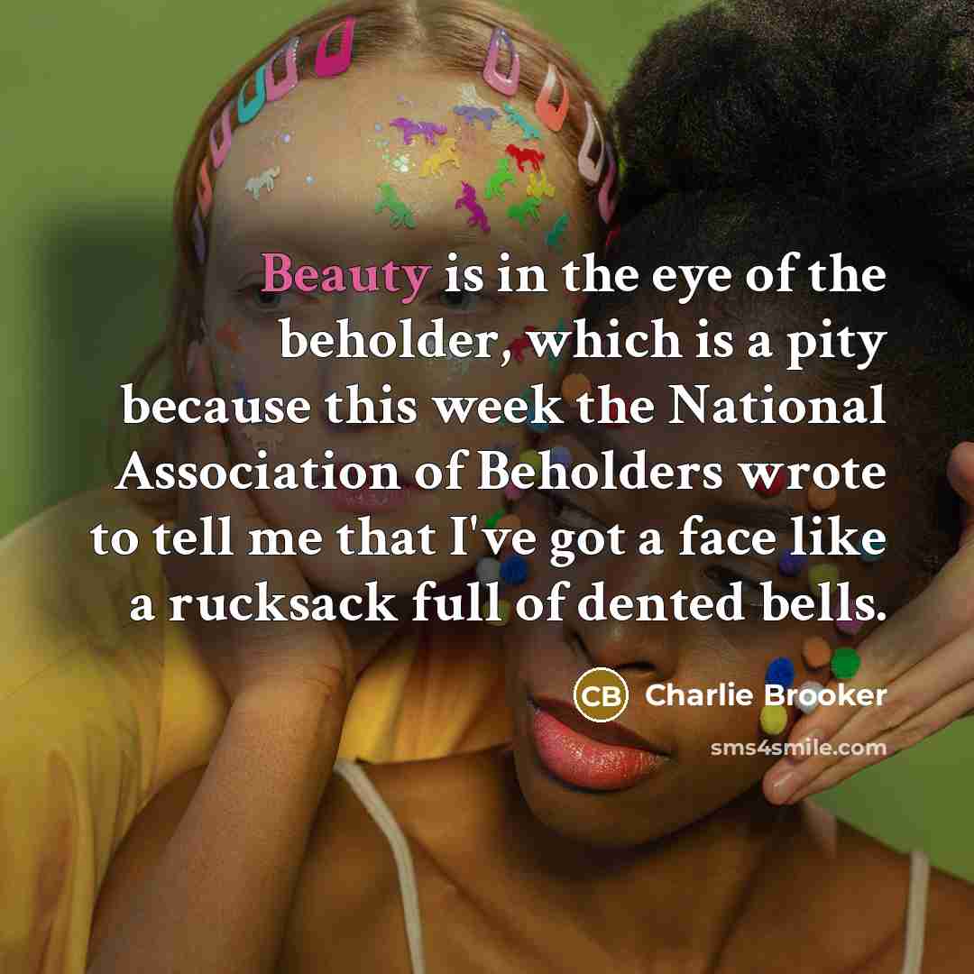 “Beauty is in the eye of the beholder, which is…” quote by Charlie Brooker
