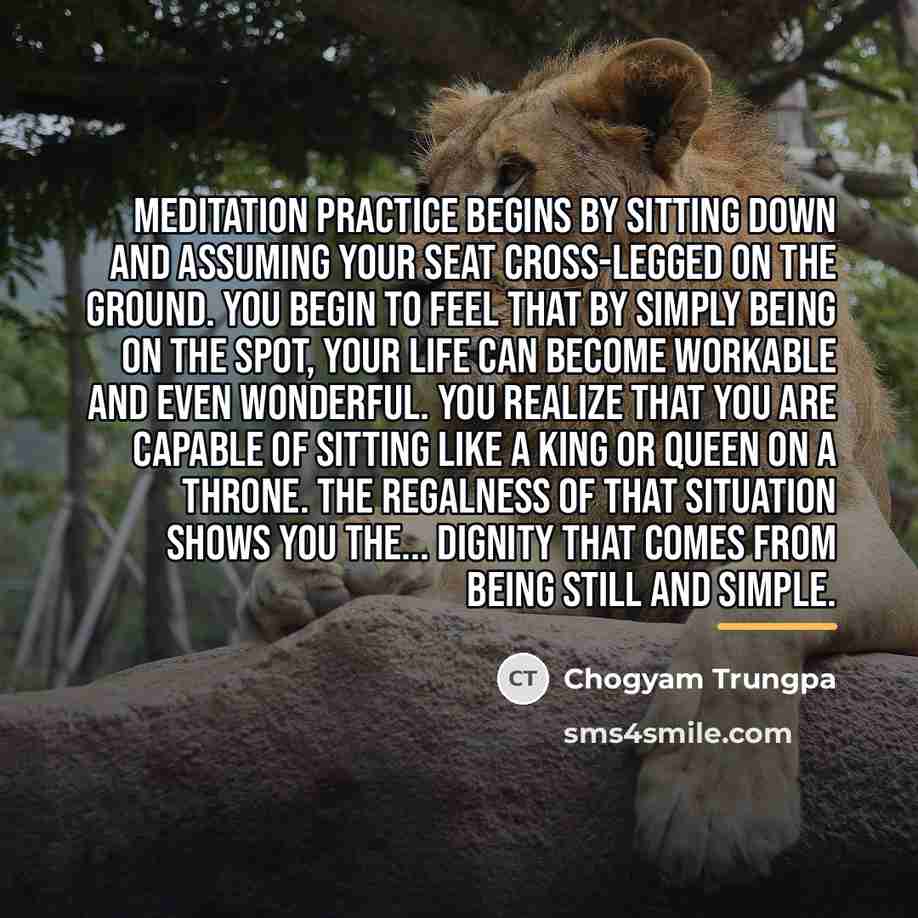 “Meditation practice begins by sitting down and assuming your seat…” quote by Chogyam Trungpa
