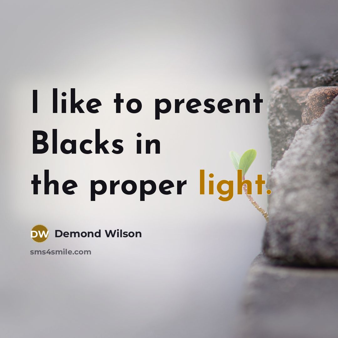 “I like to present Blacks in the proper light.…” quote by Demond Wilson