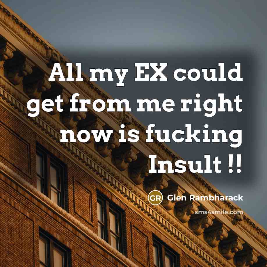 “All my EX could get from me right now is fucking Insult !!” quote by Glen Rambharack