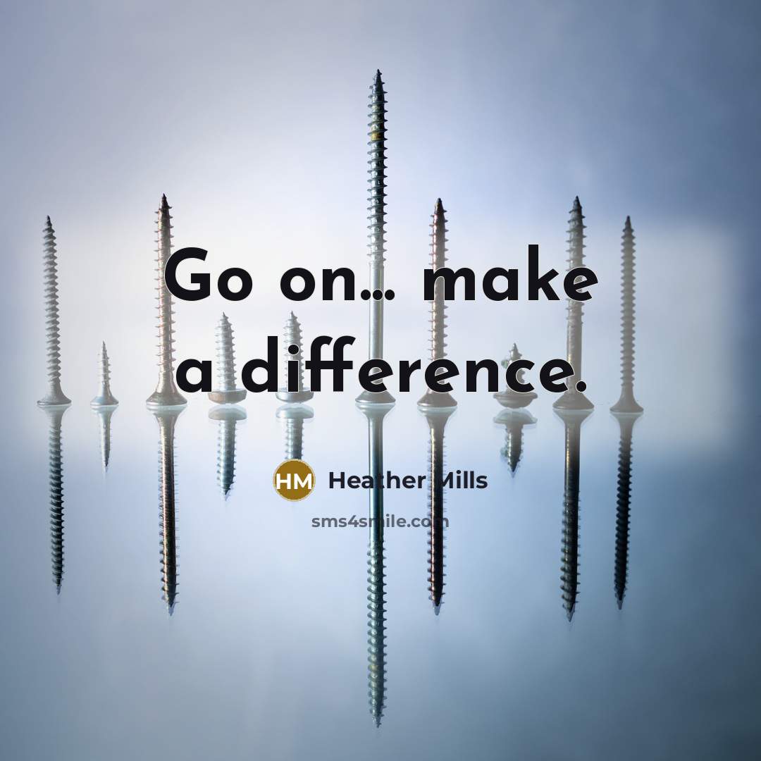 “Go on... make a difference.” quote by Heather Mills