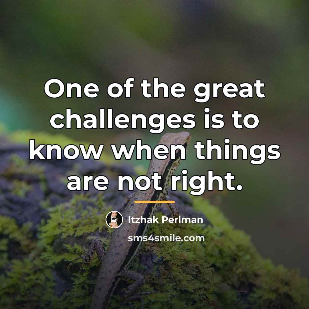 “One of the great challenges is to know when things…” quote by Itzhak Perlman