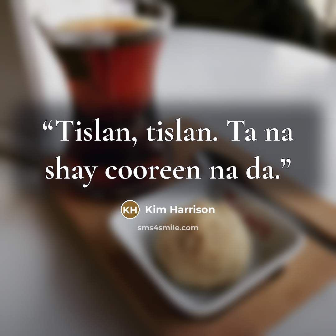 “Tislan, tislan. Ta na shay cooreen na da.” quote by Kim Harrison